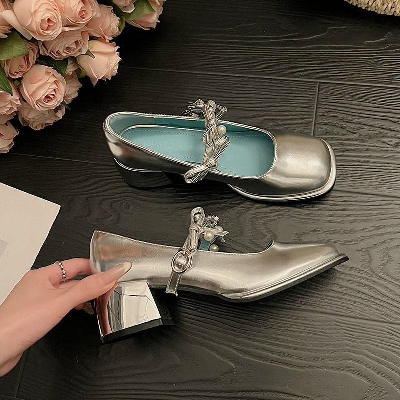 Mary Jane Summer 2025 New Style With Skirt Coarse Heels Non Tiring Foot Temperament Women's Single Shoes_vogvips.com