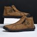 Men's Martin Boots Large Size Zipper Men's Boots Outdoor Short Boots Casual Handmade Tooling Boots_vogvips.com