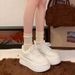 New Spring/autumn Thick-soled Lace-up Casual Shoes With Round Toes Fashionable Comfortable Trendy Breathable Walking_vogvips.com