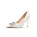 9888A-069 Satin Rhinestone Square Buckle Stiletto Elegant Women's High Heels Shoes Wedding Banquet Dress_vogvips.com