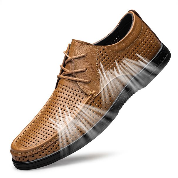 Round Head Leather Shoes Low-top Flat Shoes Retro Casual Shoes Men's Leather Shoes_vogvips.com