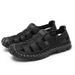 Men's Summer Closed-Toe Genuine Leather Sandals For Outdoor Driving, Soft Sole, Non-Slip, Water-Resistant, Hollow Out,_vogvips.com