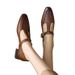 French-style Vintage Mary Jane Women's S, Spring 2026, Soft Leather, Brown, T-strap, Chunky Heel, Mid-heel Leather_vogvips.com