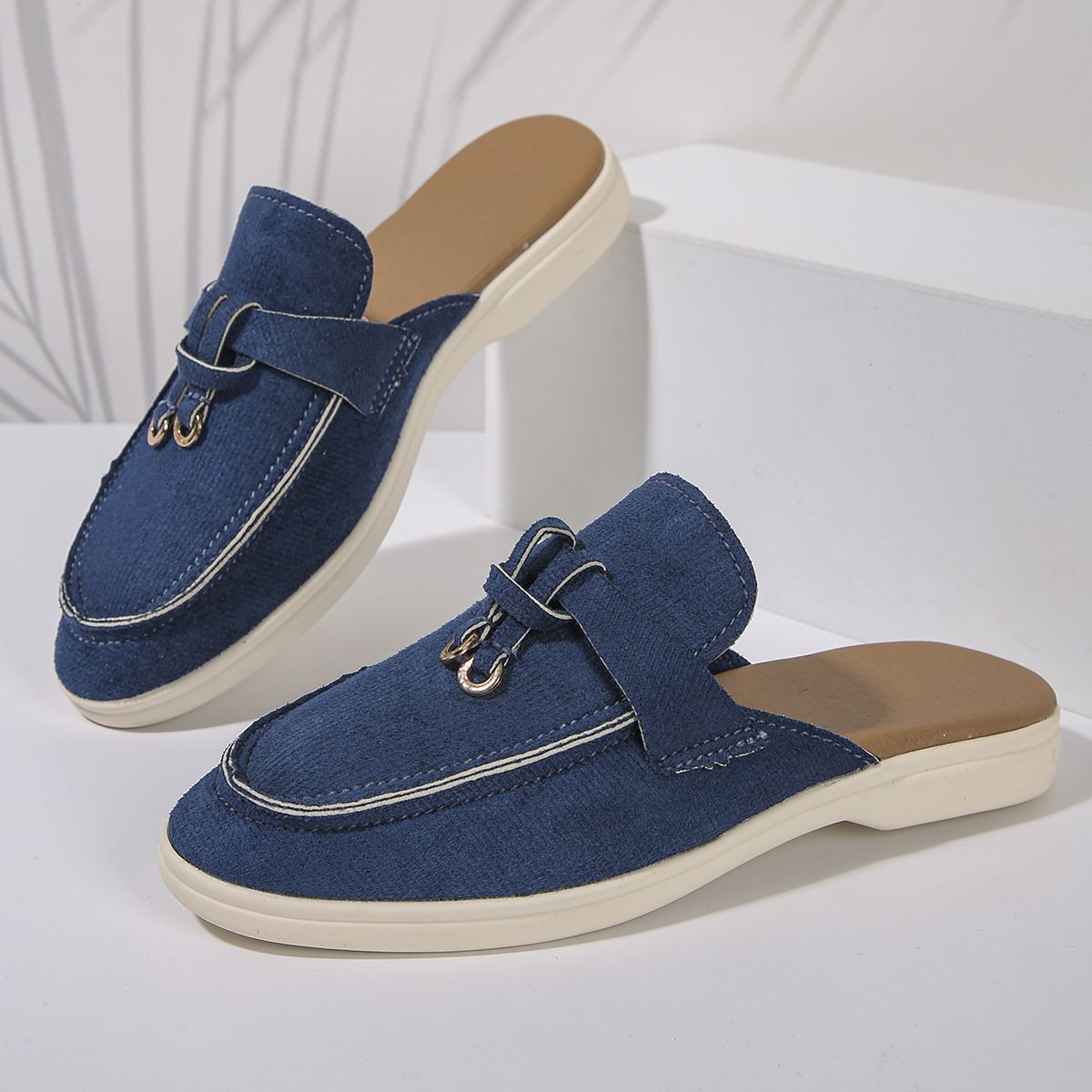 Spring Women's Closed-Toe Mules - Slip-On Loafers With Cushioned Insole, Casual House Slippers & Outdoor Slides_vogvips.com