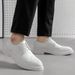Euro Step Large Size 46 Height-Increasing Brogue White Leather Korean Style Dance New Casual Fashion Lace-Up Men's Shoes_vogvips.com