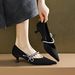 Cameido Women's Black Silk Pointed-Toe High Heels With 4.5CM Heel & Rubber Sole_vogvips.com