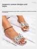 Elegance Plus Women's Square Toe Flat Sandals - Comfortable Diamond Design Summer Slippers_vogvips.com
