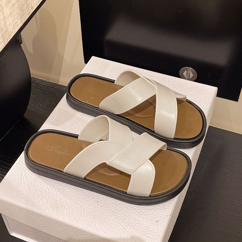 New Cross-strap Flip-flops Daily Seaside Casual Slippers Women's Trend Fashion Beach Sandals_vogvips.com