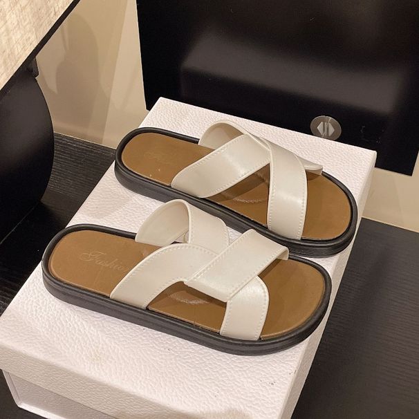 New Cross-strap Flip-flops Daily Seaside Casual Slippers Women's Trend Fashion Beach Sandals_vogvips.com