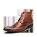 Euro Step Large Size Brogue Carved Leather Business British Style Shoes Men's Pointed Toe High-top Martin Short Boots_vogvips.com