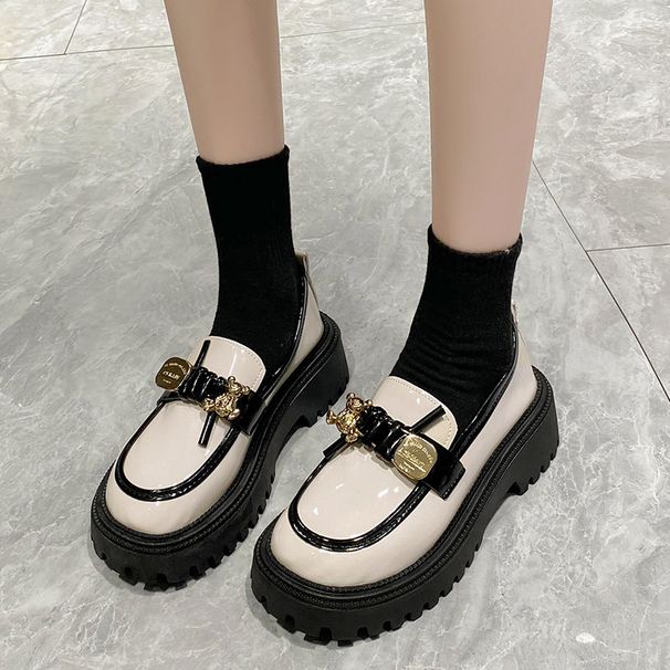 Thick Soled Loafers Women 2024 New Autumn Vintage British Small Leather Shoes Fashion Temperament Shoes Female Minority_vogvips.com