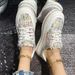 Fashion Women's Chunky Sole Sneakers With Rhinestones - Comfortable Low-Top Casual Shoes For Spring & Summer - Round Toe PU Leather Lace-Up Shoes_vogvips.com