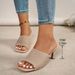Summer Korean Style Flyknit Women's Sandals Outdoor Mid Heel Square Toe Strappy Fashionable_vogvips.com