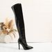 Elegant Stretch PU Over-the-Knee Stiletto Boots – Side Zip Fashion Boots For Women & Men In Classic Black_vogvips.com