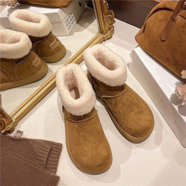 5cm Height Increasing Furry Snow For Women Thick Sole 2025 Winter New Niche Cotton Shoes Warm Fleece Short Boots_vogvips.com