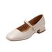 French-style Soft Leather Small 32 With Chunky Square Toe, Single Strap Mary Jane, Versatile Medium Heel, Large Size_vogvips.com
