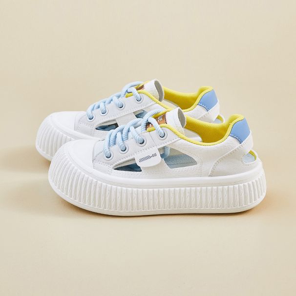 Little White Shoes Female Students Hollow Breathable Thick-soled Heightening Shoes Casual Shoes Board Shoes_vogvips.com