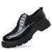 Men's Burnished Leather Lace Up Derby Shoes Chunky Platform Sole Low Heel Formal Wedding Business Office Smart Casual Dress Shoes_vogvips.com