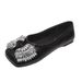 Spring Shallow Mouth Fairy Single Shoes Rhinestone Evening Breeze Gentle Shoes With Skirt Square Head Flat Shoes Female_vogvips.com