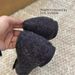 Women's Winter Faux Fur Lined Mary Jane Shoes With 5CM Hidden Wedge & Square Buckle - Slip-On Comfort Flats For Everyday Wear (Black/Grey)_vogvips.com