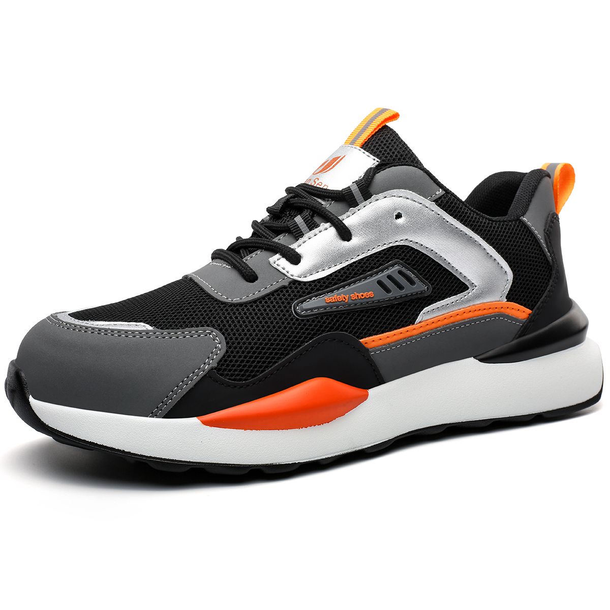 Men's Steel Toe Safety Shoes, Anti-Smashing Anti-Puncture, Microfiber Leather & Fly Knit Upper, PU Sole For Construction & Factory Workers_vogvips.com