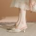 Niche Design Closed-Toe For Women With Rhinestone Flowers, Outdoor Thin High Heels, Single Shoes, Comfortable Open-Back_vogvips.com