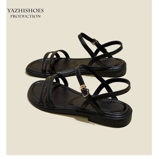 Low-heeled Fairy-style Open-toe For Women, Fashionable Thin-strap Roman Sandals, New Summer 2025 Fashion Sandals_vogvips.com