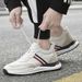 Men's Shoes Striped Invisible Inner Heightening Shoes Cm Platform White Shoes Breathable Cowhide Sports Shoes Casual Board Shoes_vogvips.com