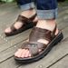 Sandals Men's Casual Top Layer Cowhide Beach Shoes Summer New Comfortable Dual-use Sandals Leather Versatile Outdoor_vogvips.com