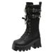 Punk Boots Thick-soled Heightening Martin Boots Women's Winter New Knight Boots Medium Boots Starring Boots Snow Boots Shoes_vogvips.com