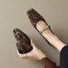 Cameido Trendy Vintage Leopard Print Shoes For Women, 2025 Autumn Metal Buckle Ankle Strap Shallow Square Heel Mary Jane Style_vogvips.com