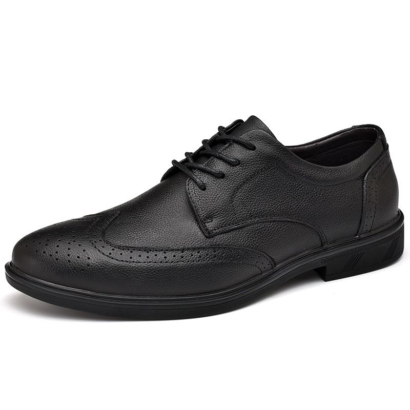 Euro Step New Men's Fashion Brogue Pattern Patchwork Suede Genuine Leather Shoes Comfortable Soft Sole Casual Loafers_vogvips.com