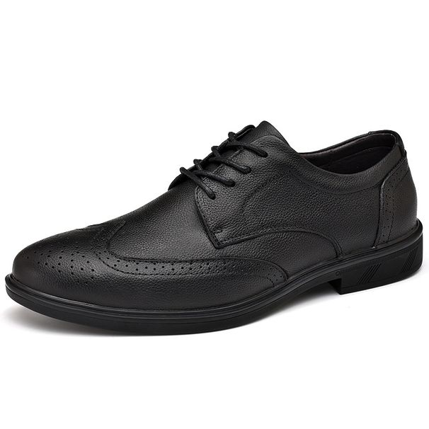Euro Step New Men's Fashion Brogue Pattern Patchwork Suede Genuine Leather Shoes Comfortable Soft Sole Casual Loafers_vogvips.com