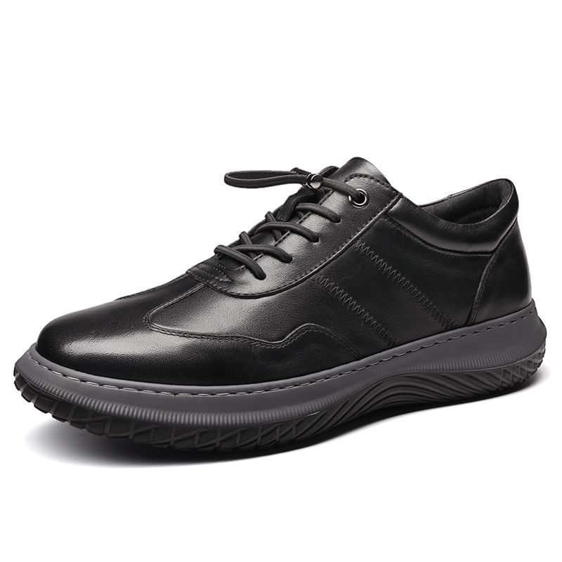 Men's Leather Casual Shoes Board Shoes Young And Young Lace-up Men's Shoes_vogvips.com