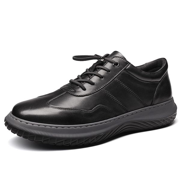 Men's Leather Casual Shoes Board Shoes Young And Young Lace-up Men's Shoes_vogvips.com