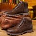 European Warm Series Martin Casual Large Size Zipper Ankle Men's Autumn Winter High-top Shoes Desert Work Boots_vogvips.com