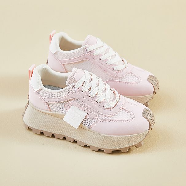 Daddy Shoes Female Student Sports And Leisure Mesh Breathable Height-increasing Shoes_vogvips.com