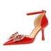 8323-H18 Style Banquet High Heels Women's Shoes Shallow Mouth Hollow Water Diamond Bow Belt Sandals_vogvips.com