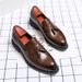 New Fashion Men's Brown Business Casual Loafer Shoes Daily Office Black Buckle Monk Men's Shoes One Foot Cover Banquet Dress Wedding Leather Shoes_vogvips.com