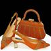 Shoe Bag Set Combination Fish Mouth Sandals Wedding Shoes + Hand Grab Bag Silk Leather Mosaic_vogvips.com
