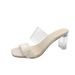 Internet Celebrity Women's Summer Outdoor 2026 New Fairy Style Korean Version Chunky Fashion Square Toe High Heel Slide_vogvips.com