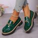 New Autumn Loafers For , Large Size Casual Suede British Style Women's Shoes, Chunky Heel Thick Sole_vogvips.com
