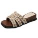 French Pearl Flat Bottom Sandals for Women Summer Outdoor Wear New Style Fairy Small Fragrance Fashion Beach Slippers_vogvips.com