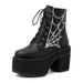 Spring And Autumn New Ethnic Style Short Martin Boots Heel Thick Sole Spider Web Embroidery Large Size Women's Shoes_vogvips.com