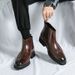 Men's Stylish Chelsea Boots - Pointed Toe Ankle Boots With Elastic Side Gussets, PU Leather Upper & Rubber Sole, Roman-Inspired Design For Winter_vogvips.com
