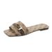 plus Size Women's Fashionable Versatile Casual Flat One Strap Metallic Sandals_vogvips.com