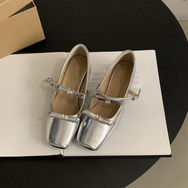 Silver Single Shoe Women's Autumn 2025 New Bow French Evening Style Temperament Fairy Matching Skirt Thick Heel Mary_vogvips.com