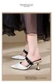 Pointed Toe Mules With Thick For Women, Spring/Summer 2025 New Style, High Heel Belt Buckle Sandals_vogvips.com