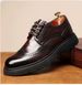 Euro Step Men's Leather Spring Breathable Business Formal Brogue Carved British Casual Height Increasing Groom Wedding Shoes_vogvips.com
