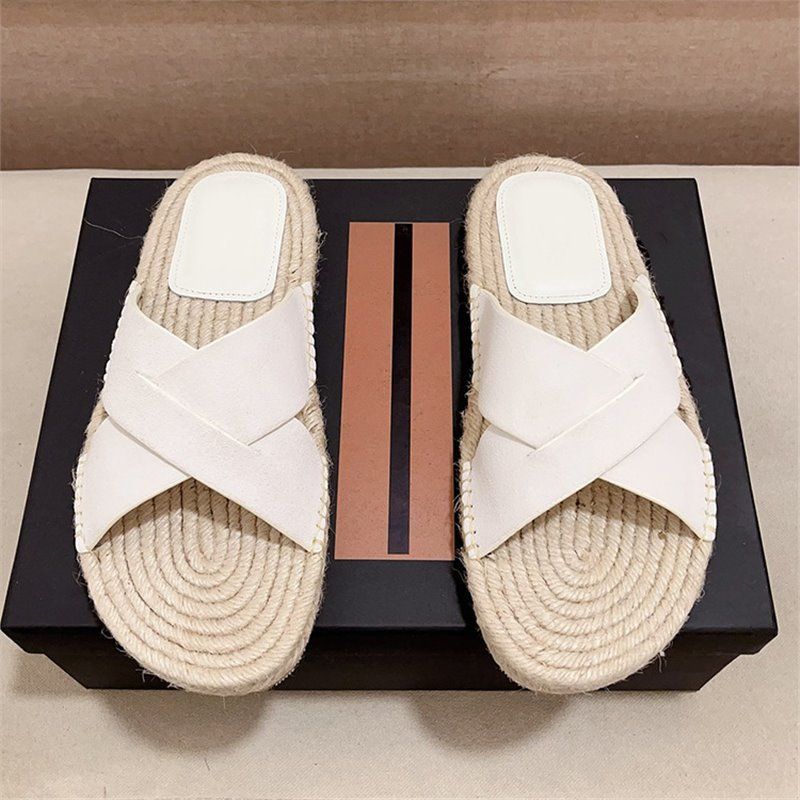 Men's Summer Genuine Leather Cross Strap Straw Woven Slide Sandals Roman Style Fisherman Outdoor Non-Slip Cool Slippers_vogvips.com
